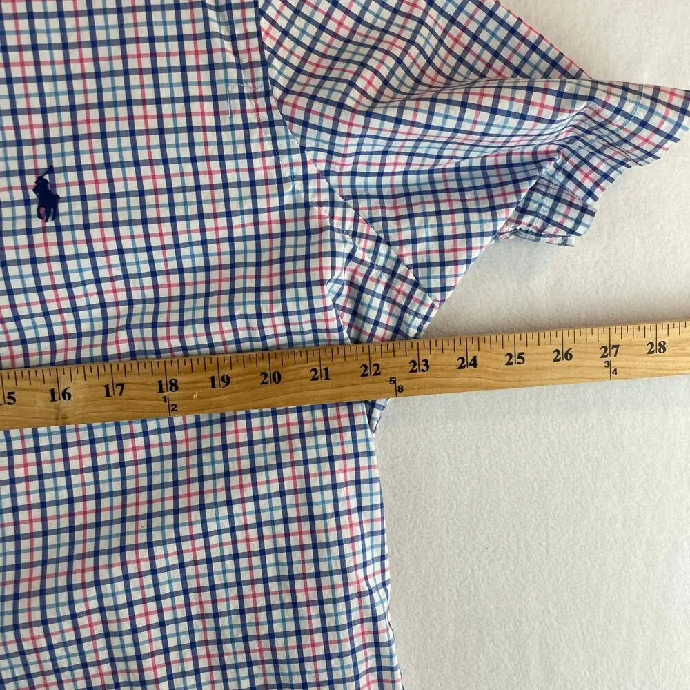 Ralph Lauren Vintage Short Sleeve Plaid Shirt SZ L